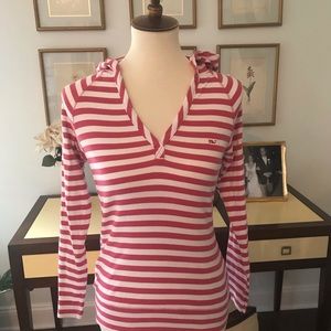Vineyard vines L/S red and white stripe knit top